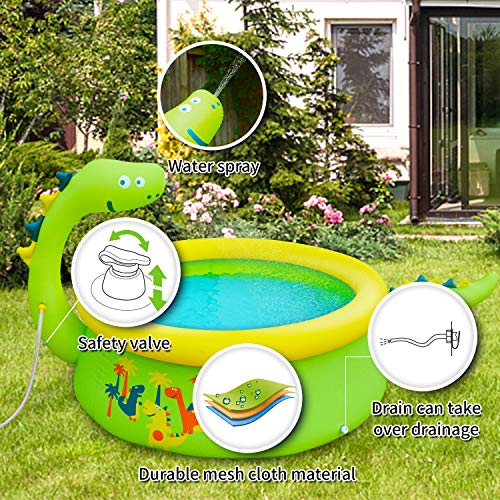 Lunvon Inflatable Swimming Pool for Kids, Dinosaur Pool Sprinkler Water  Toys, Size 65