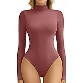 Avidlove Bodysuits for Women High Neck Long Sleeve Body Suits Snap Closure Double Lined Mock Neck Bodysuit Soft
