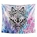 INTHouse Galaxy Wolf Tapestry Wall Hanging Starry Night Tapestry Psychedelic Tapestry Mandala Wall Tapestry Moon Star Tapestry Galaxy Decor for Bedroom College Dorm Room