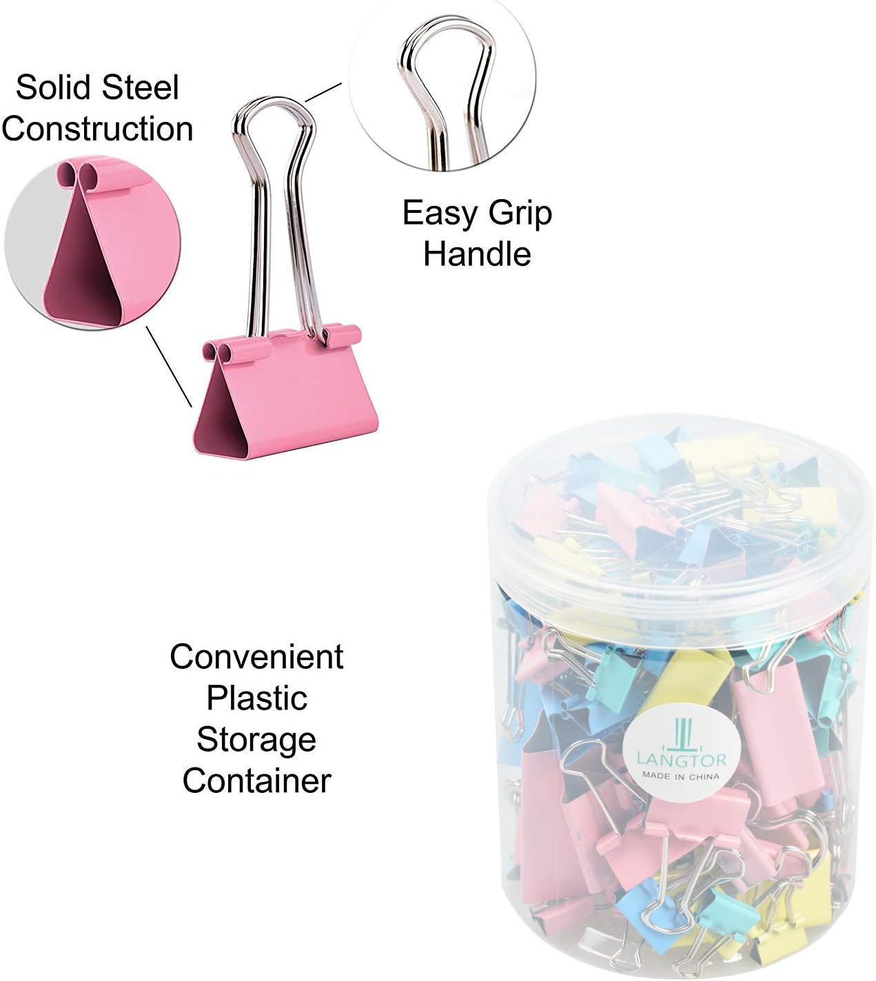120 Pack Assorted Binder Clips, Binder Clip Assortment with 6 Different