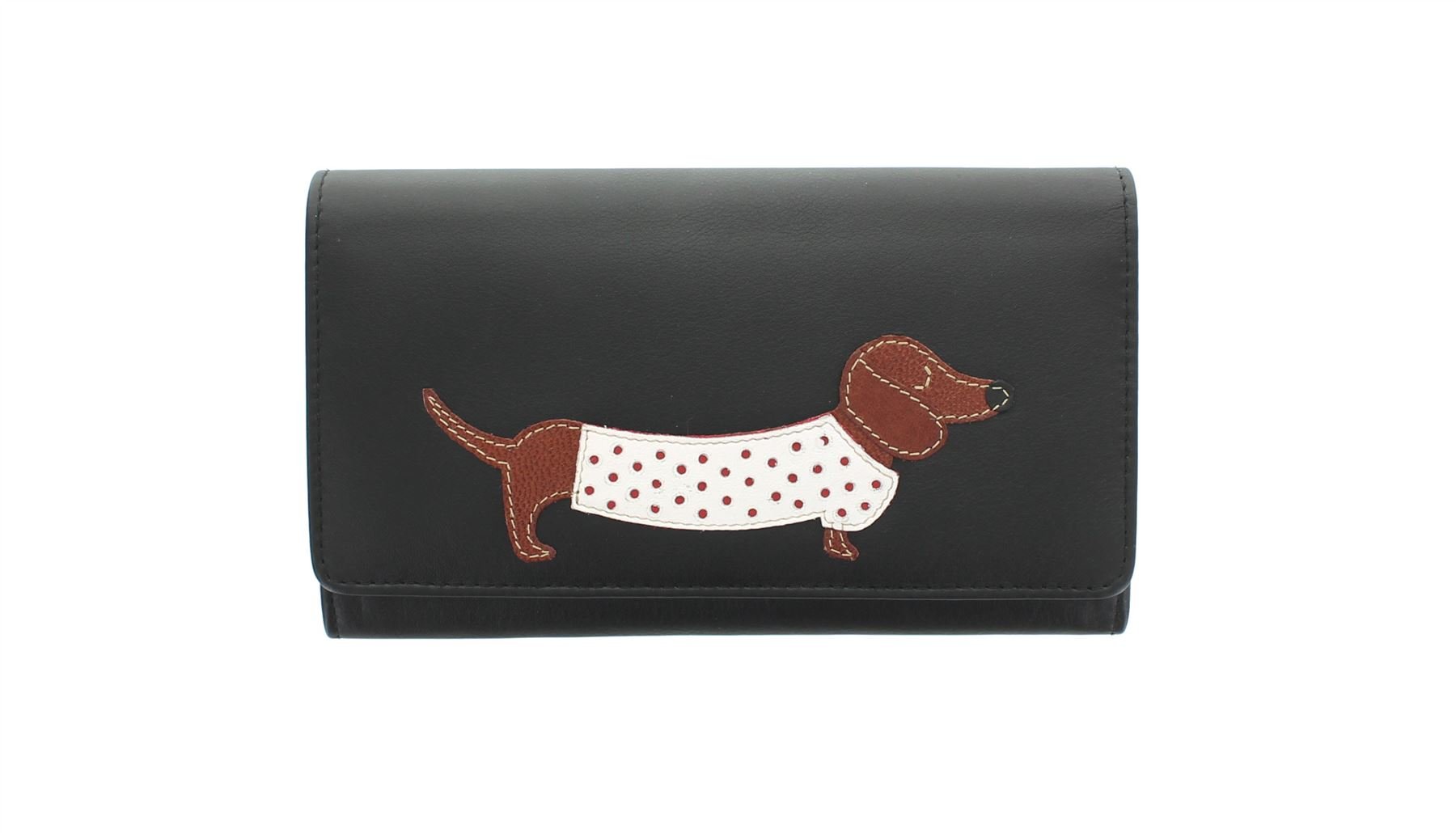 Mala Leather Best Friends Collection Sausage Dog Leather Purse 3304_65 Black