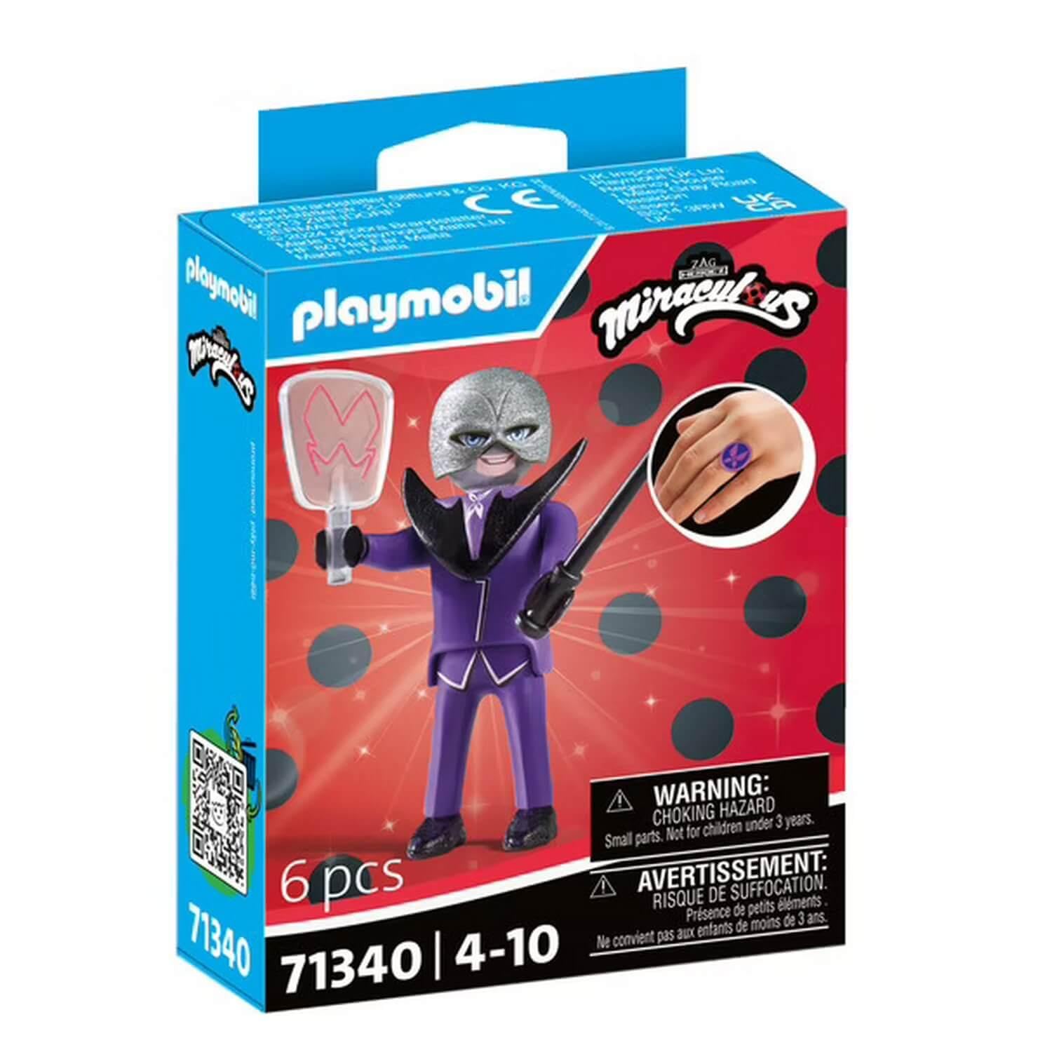 Playmobil 71340 Miraculous: Hawk Moth, Tales of Ladybug and Cat Noir, collector’s item, gifting toy and fun imaginative role-play, playsets for children ages 4+