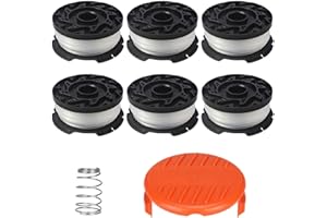 Eyoloty AF-100 30ft 0.065” Replacement Spools for Black Decker GH900 GH600 LST522 LCC140 String Trimmer Weed Eater Refills Auto-Feed Spool (6 Spool,1 Cap,1 Spring)