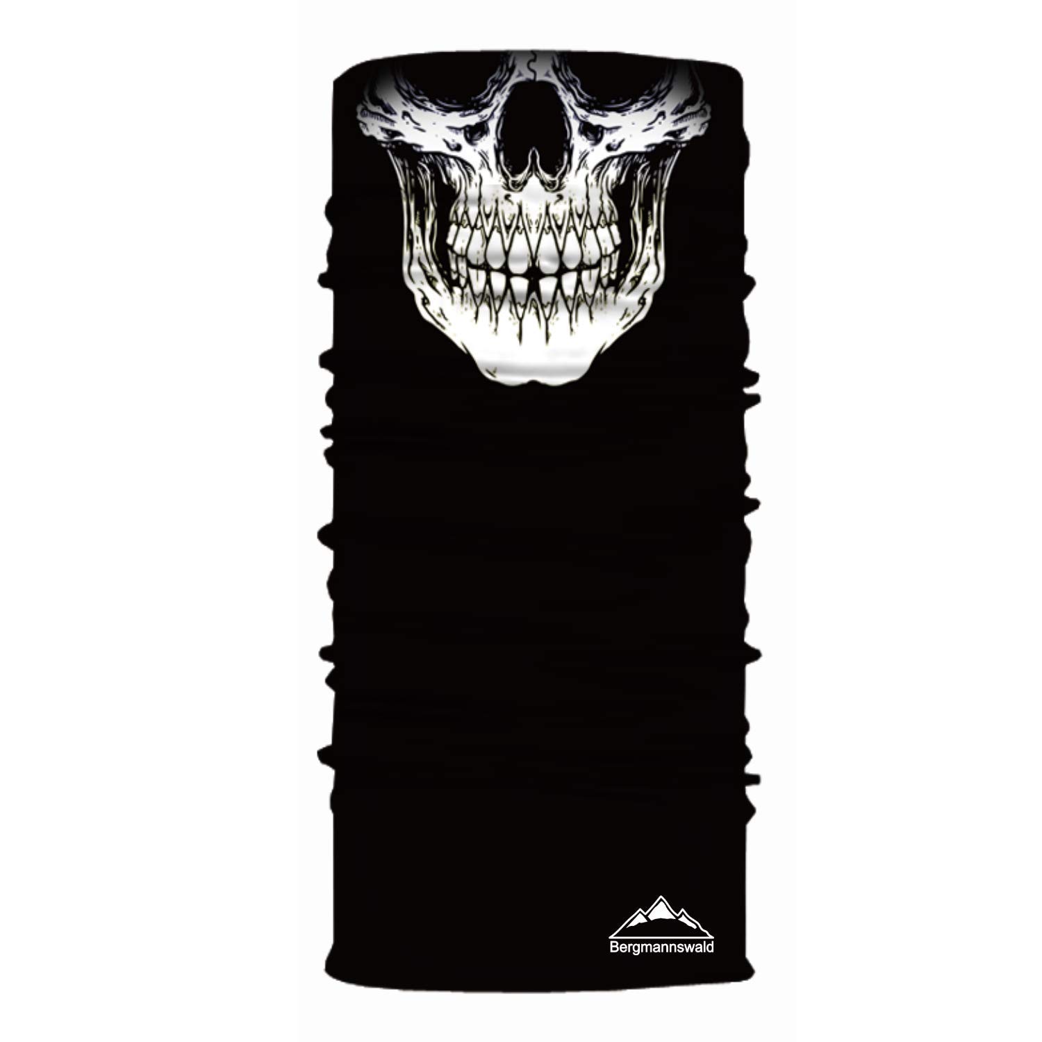 Bergmannswald® umgenähtes Multifunktionstuch - atmungsaktiv und flexibel - Ideal zum Sport, Reisen oder Motorradfahren (Totenkopf, 1er Pack) 4