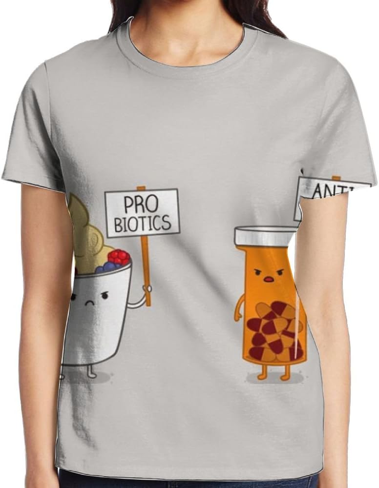 YYYUIOLL Probiotics Antibiotics Casual Fashion Women T Shirts