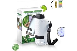 XIEJY Mini Microscope for Kids, 2025 Upgrade Your Little Scientist Microscope Mini Microscope for Kids, Kids Microscope Handheld Mini Scope Portable Microscope for Kids (White)