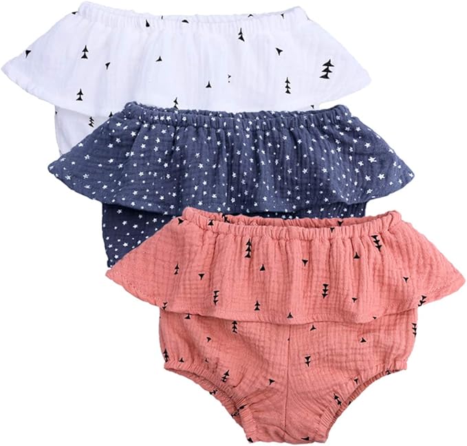 ZFT 3 Pack Little Girls Cotton Bloomers Shorts Kids Summer Ruffle Shorts Beachwear