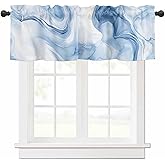 Curtain Valance Light Blue Marble Texture Abstract Kitchen Valance 54x18 inch Bathroom Small Curtain Rod Pocket Short Window Treatment for Window Decor