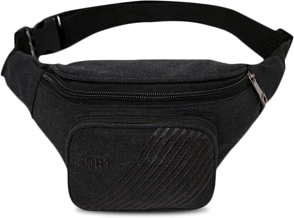 FANDARE Vintage Sling Chest Bag Canvas Waist Pack Shoulder Crossbody Backpack for Men Women Lightweight Casual Daypacks for Teens School Campus Outdoor Travel Hiking Running Indoor Activities Black