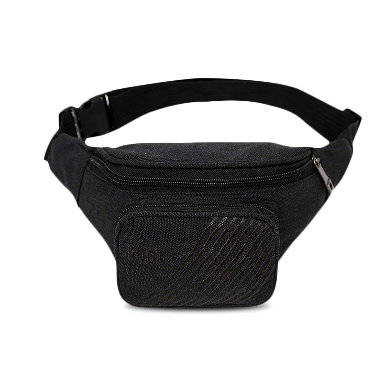 FANDARE Vintage Sling Chest Bag Canvas Waist Pack Shoulder Crossbody Backpack for Men Women Lightweight Casual Daypacks for Teens School Campus Outdoor Travel Hiking Running Indoor Activities Black