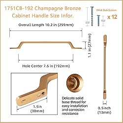 Goo-Ki 6 Pack Brushed Bronze Cabinet Handle Drawer