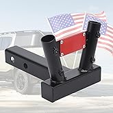 JUST-V Hitch Flag Pole Holder Flagpole Hitch Mount Universal Fits Standard 2" Trailer Hitch, Compatible with Jeep, Truck, SUV, RV, Pickup, Camper Trailer (Two Flagpole)