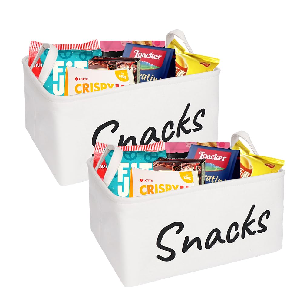 Photo 1 of 2 Pack Snack Basket Snack Bin for Pantry: Snack Storage Organize Bin for Shelf Kitchen Office (White)