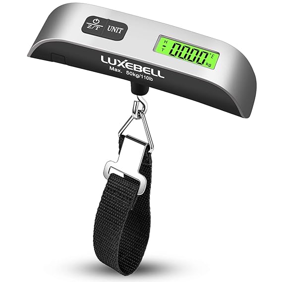 Luxebell® Kofferwaage Gepäckwaage Digital Handwaage Hängewaage Feinwaage max.50kg mit Temperaturanzeige