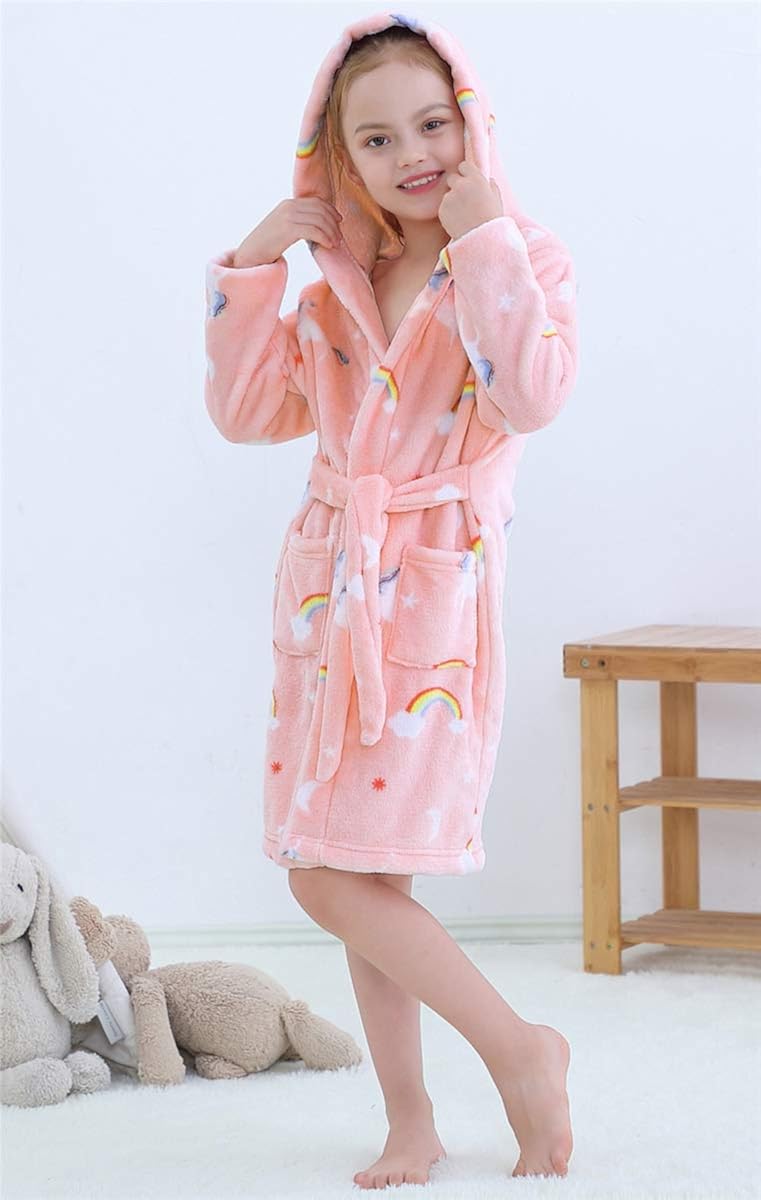 Betusline Kids & Adults Robe, Boys Girls Toddler Baby Flannel Soft Bathrobes, 18 Months - Women XL: Clothing