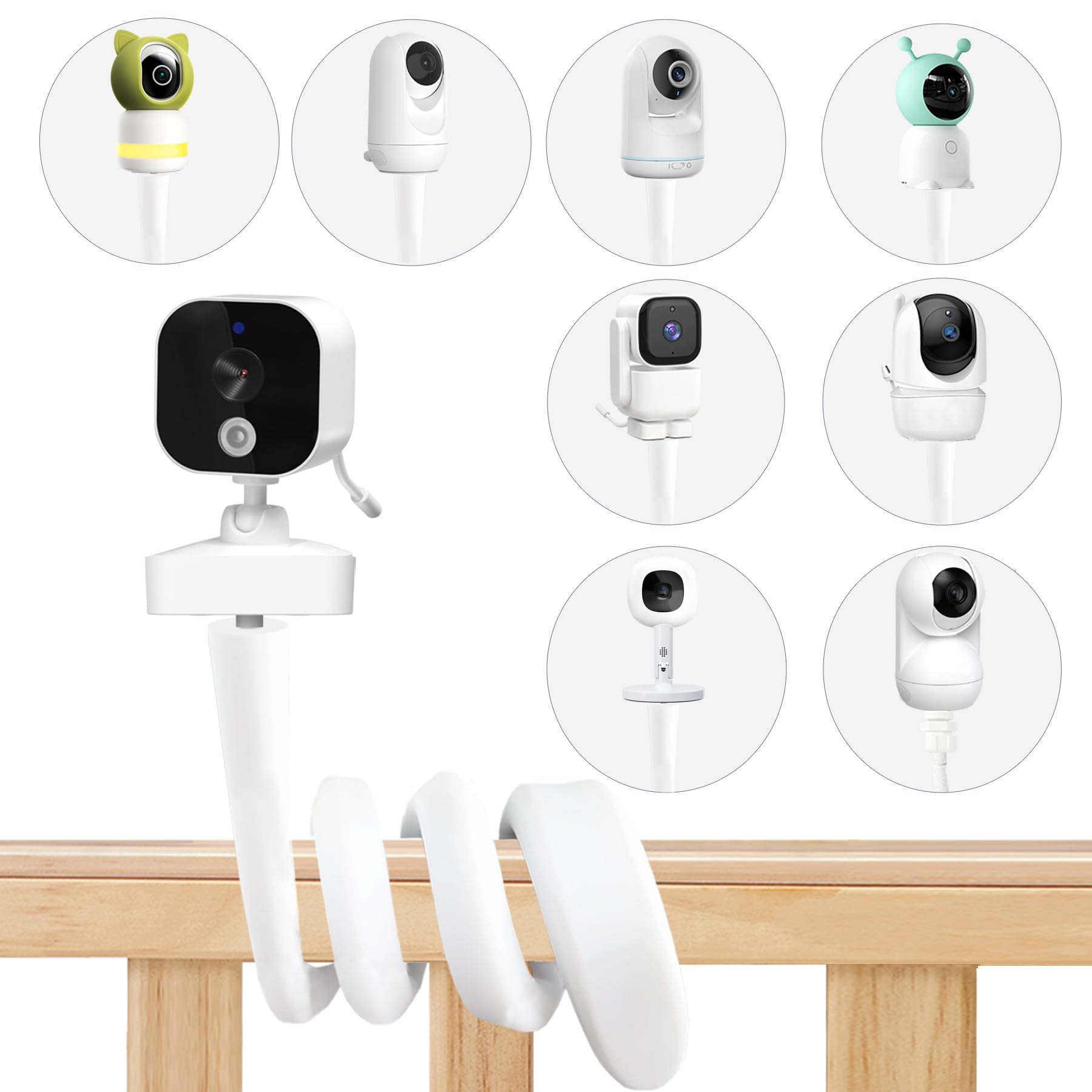 Derebir Baby Camera Monitor Mount Holder Stand for momcozy/BOIFUN 6T/2MT/VB805/jeeber VB805Pro/GHB ‎ABM700 /OBVHNUA /Nanit Pro/Outinput BM400 /Baby Monitor Mount Stand Adjustable Safer Flexible Stand