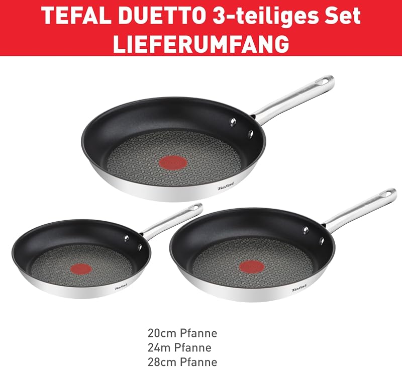 Duetto 3-teiliges Pfannenset 20,24 und 28cm, auch für Induktionsherde