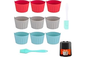 11-Piece Silicone Muffin Cup Set – Includes 9 Multicolour Baking Molds, 1 Silicone Brush, and 1 Spatula | Non-Stick, Reusable