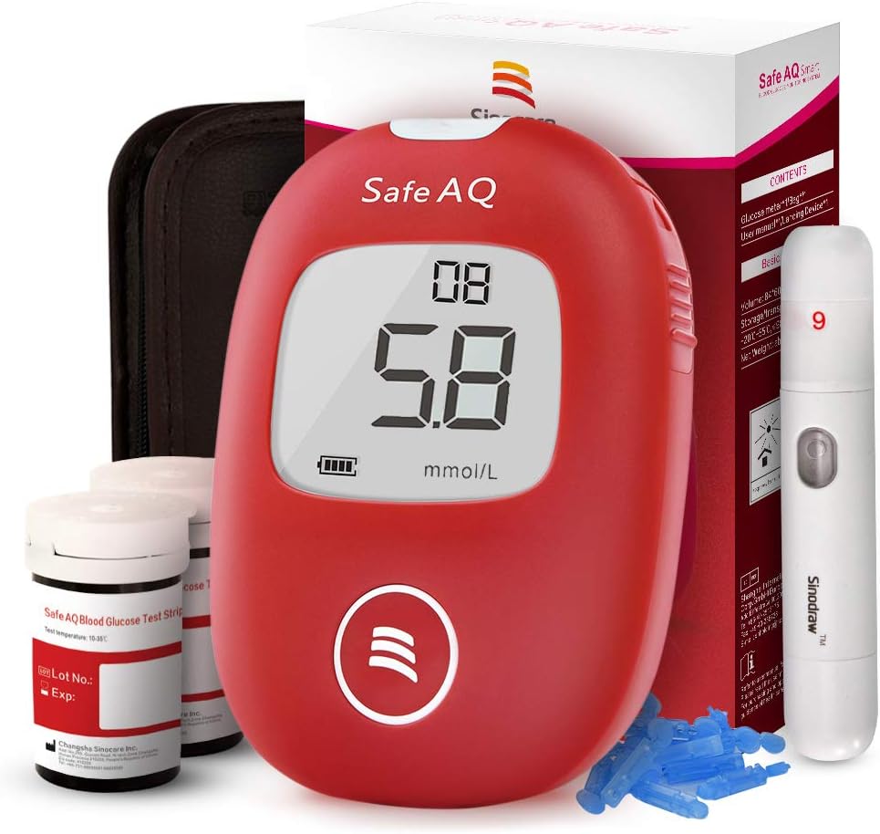 Blood Sugar Tester, Blood Glucose Monitor, Diabetes Testing Kit with Test Strips x 50 and Lancetsx 50