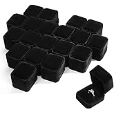 ZAVOOS 20 Pieces Velvet Ring Box, Earring Jewelry Gift Display Case, Black Square Ring Pendant Storage Holder for Proposal Engagement, Wedding, Anniversary