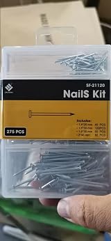 275 Pcs Assorted Iron Flat Head Nails for Wood Zinc Plated 25-40mm Silver view 9