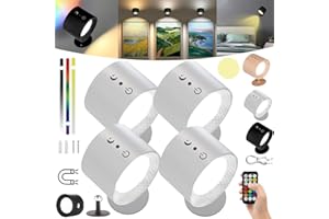 IZIVE Glowright Lights, Glowright Smart Lights, Glowright Indoor Everywhere Light 2.0, 3 Color Temperatures & Dimmable Magnetic 360° Rotation Cordless, 7 Colors Adjustable Light (White*4pcs)