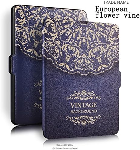 Kindle Paperwhite 1 2 3 Case E-book Cover 2017 Magnetic PU Leather Smart Case for Kindle Paperwhite (European flower vine)