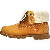Timberland Women's Linden Woods Waterproof Fleece Fold-Down Boots, Wheat Nubuck, 6.5