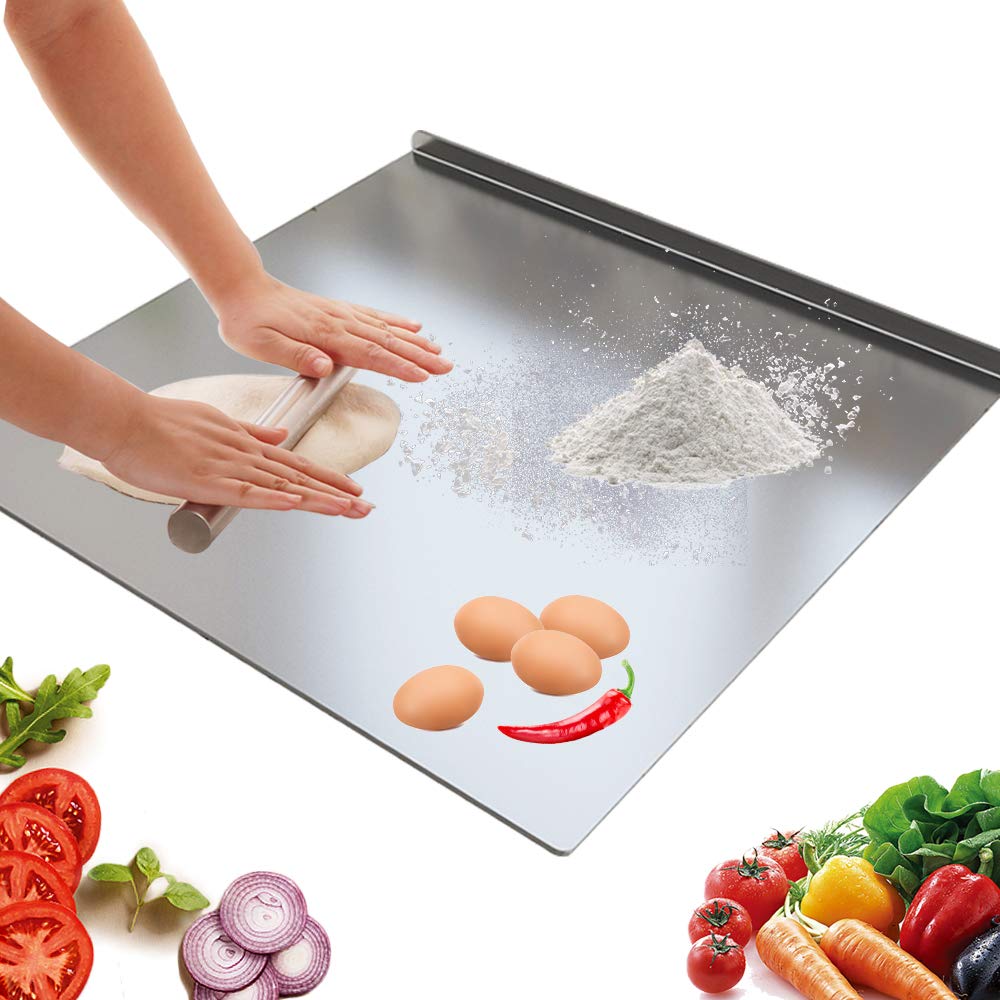 Photo 1 of LandHope Large Cutting Board 304 Stainless Steel Cutting Board Metal Baking Mat Non Stick Thick Board Cutting Fruit Vegetable Meat Kneading Rolling Bread Pizza Biscuits Dough Sturdy Kitchen