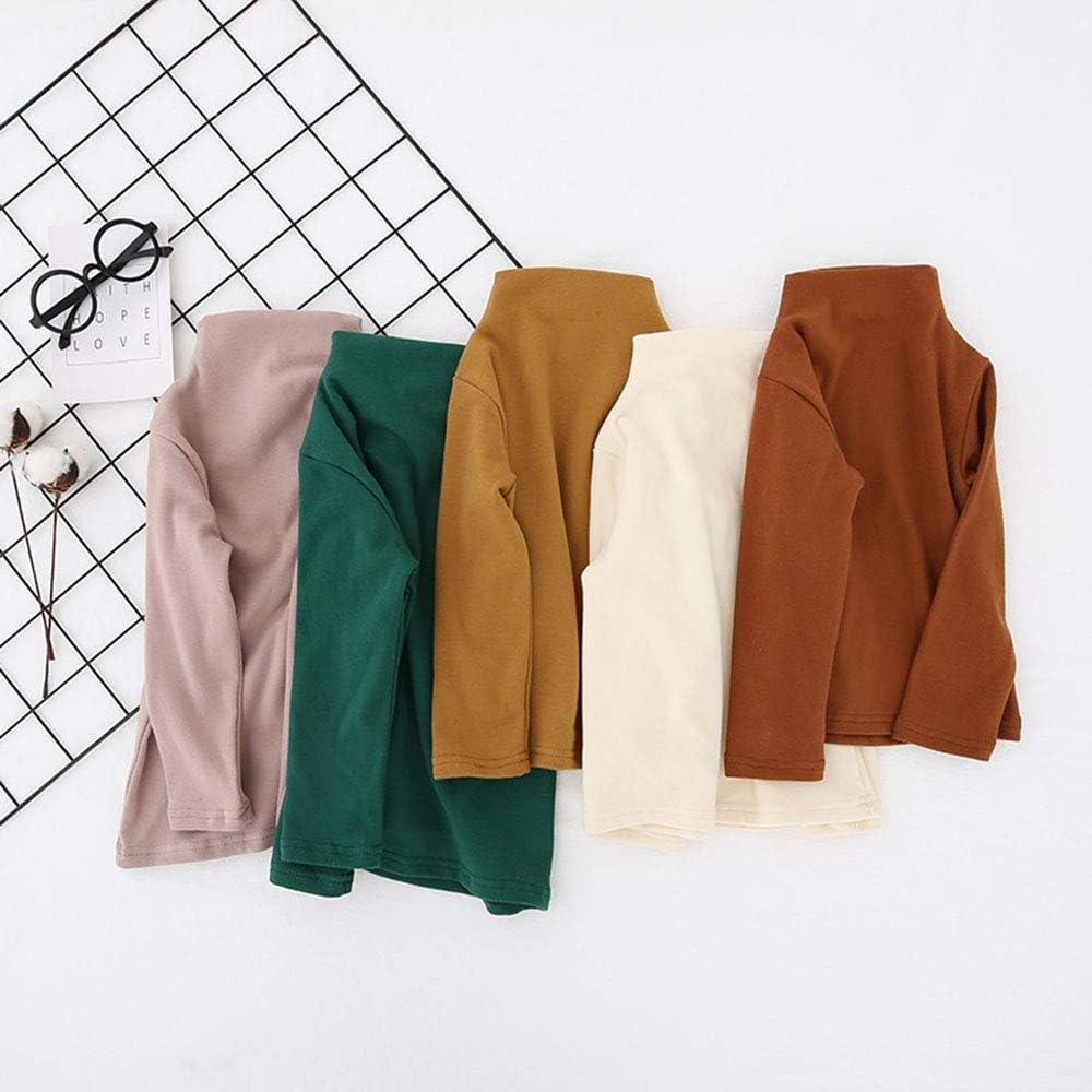 MODNTOGA Kids Baby Girls Basic Solid Color Turtleneck T-Shirt Tops Long Sleeve Clothes: Clothing