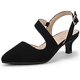 Hehainom Girls Dress Shoes Kitten Heels Sandals Little Big Kids Pointed Toe Slingback Wedding Party Pumps Shoes