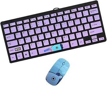YICAO KPOP BTS Juego de Teclado y ratón inalámbricos de Dibujos