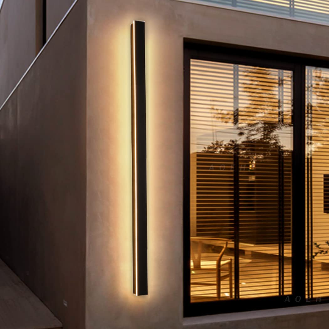 Outdoor Wall Lights LED Black Long Wall Sconce Ip65 Waterproof Outside Lights Rectangular Wall Lighting 3000k 45W Aluminum Exterior/Indoor Wall Light For Garden Villa Porch Terraces Garage,125cm*1 — image 1