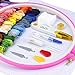 Caydo Full Range of Embroidery Starter Kit Including an Instructions, Plastic Embroidery Hoops, Threads, Classic Reserve Aida and Tools Kit for Beginners