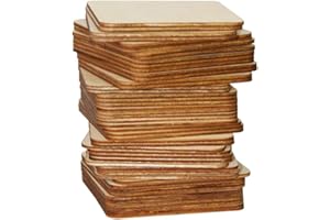 MONKEY SUN 48 Pieces 4 x 4 Inches Unfinished Square Wood Blank Coaster Bulk for Drinks, Painting, Writing, Bar, Kitchen Home Decor, DIY Craft, Party (Set of 48, Square)