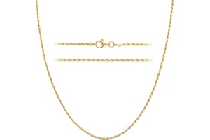 KISPER Solid 18K Gold Over 925 Sterling Silver Italian Diamond-Cut 1.5mm Braided Rope Chain Necklace - for Men & Women with Lobster Clasp - Made in Italy