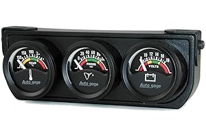 AUTO Meter 2391 Autogage Electric Mini Oil/Volt/Water Gauge with Black Console 1.500 in.