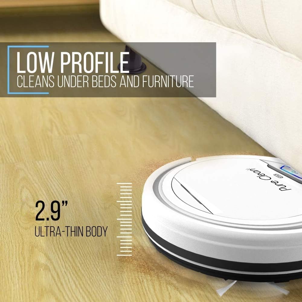 Pure Clean Automatic Vacuum Cleaner - Upgraded Robotic Auto Home Clean Carpet Hardwood Floor - Bot Detects Stairs - Pet Hair Allergies Filter PUCRC25.25: Home & Kitchen
