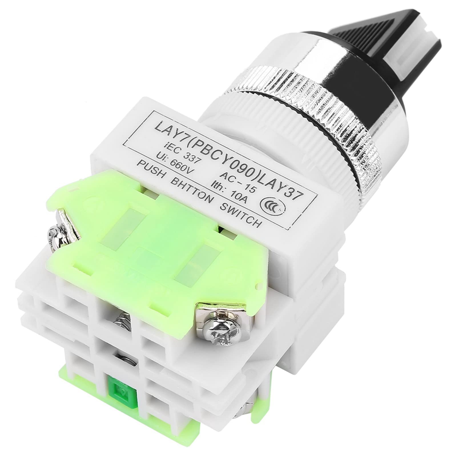 Rotary Selector Switch 3 Position 2NO 1NC Self-Locking Maintained Selector 22MM Mount Self Locking Rotary Switch LAY37-20X/31, Buttons Indicators