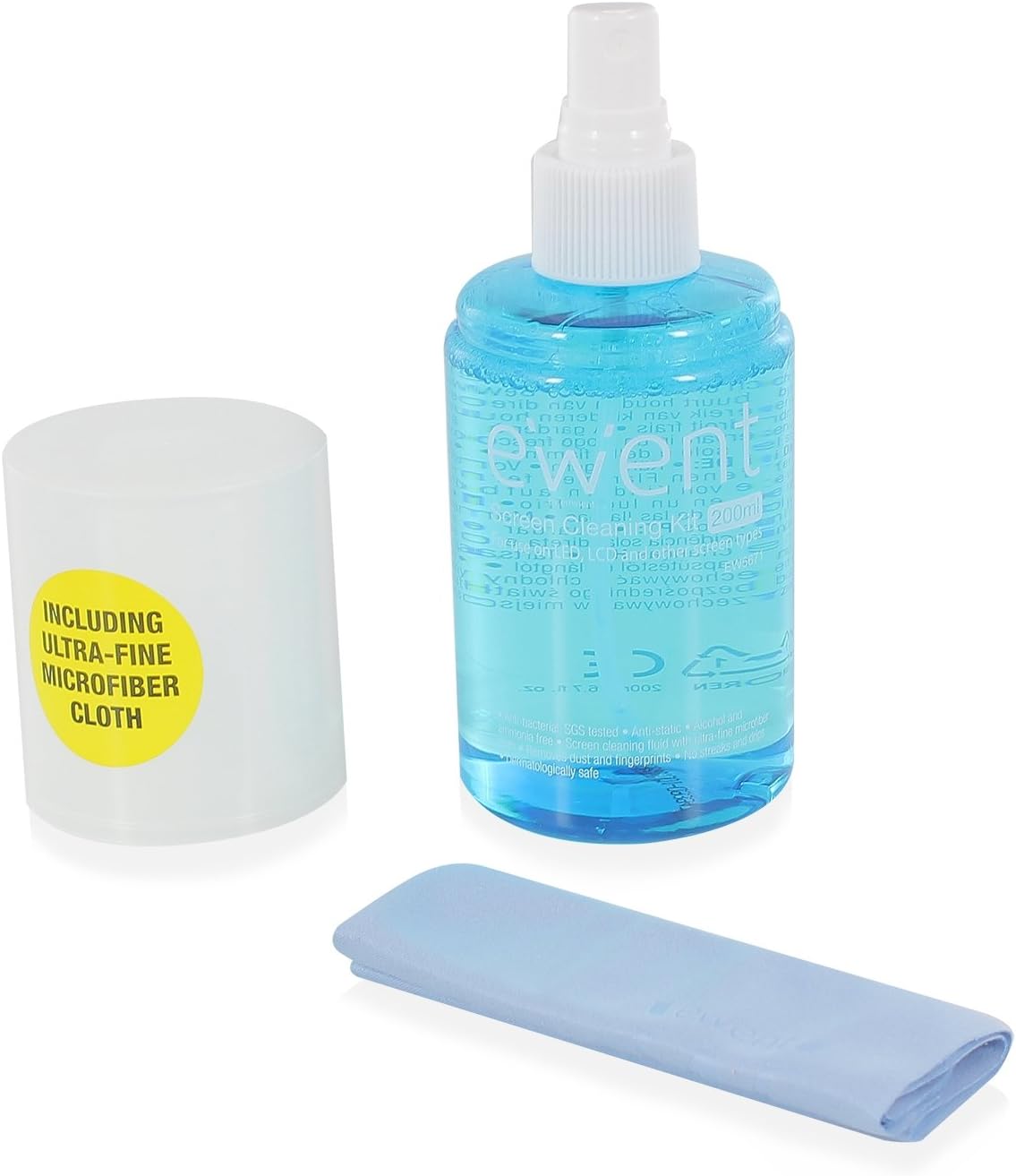 Ewent EW5671 Antibacterial Cleaner (200ML) + Microfibre Cloth (20x20CM) for LED/LCD/Plasma/Laptop screens, iPhone, iPad - Image 3