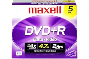 Maxell 639002 634032 DVD+R 4.7GB DVD Recordable Disc, 5-Pack