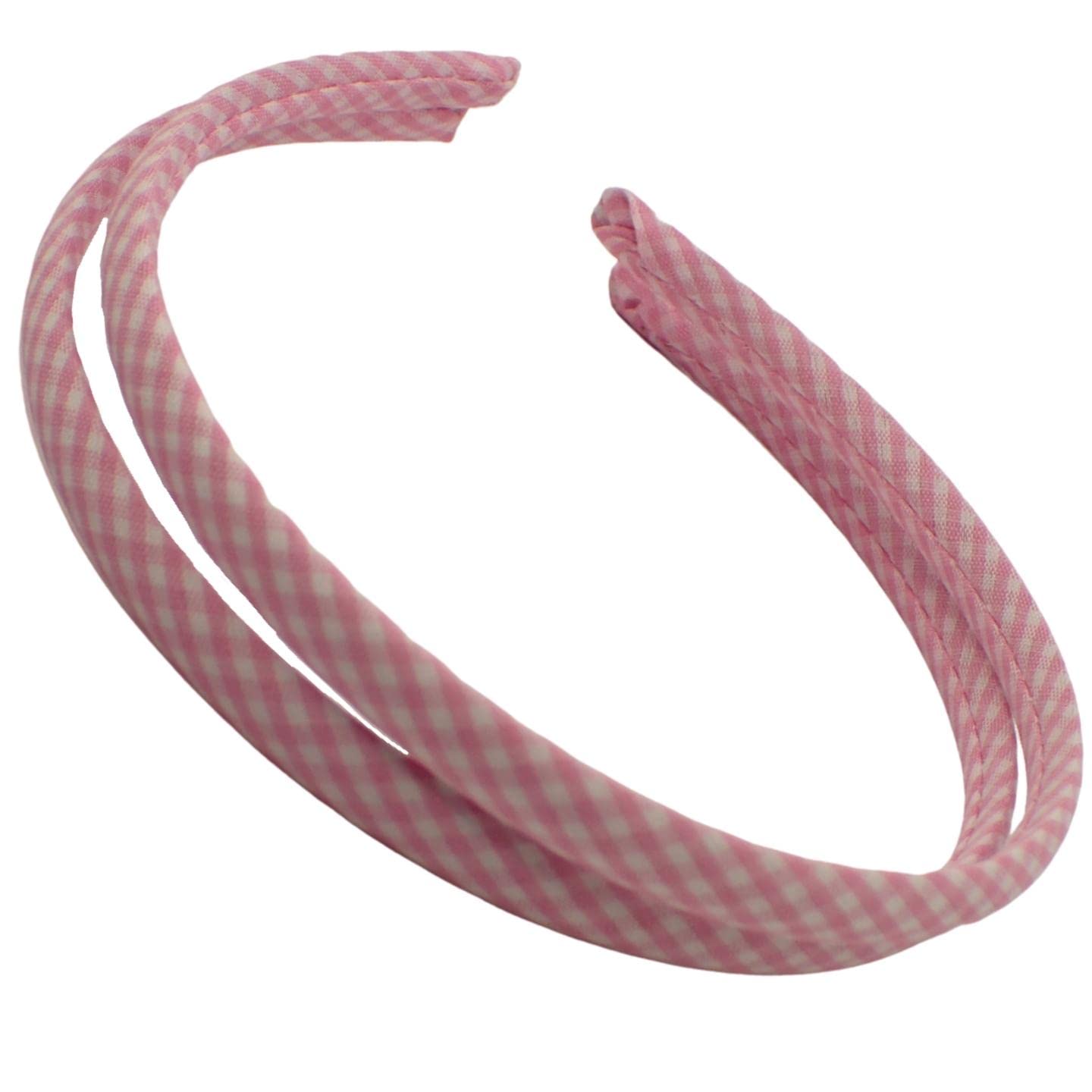 Topkids Accessories 2pcs 1cm Gingham Alice Band, Girls Headbands for School, Cute School Accessories for Girls, Pretty Coloured Checkered Style, Girls School Hair Accessories (Light Pink) — image 1