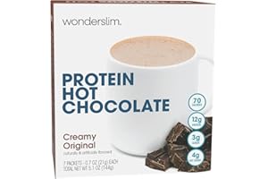 Wonderslim Protein Hot Chocolate, Hot Cocoa, Low Sugar, Low Carb, Keto Friendly & Gluten Free (7ct)