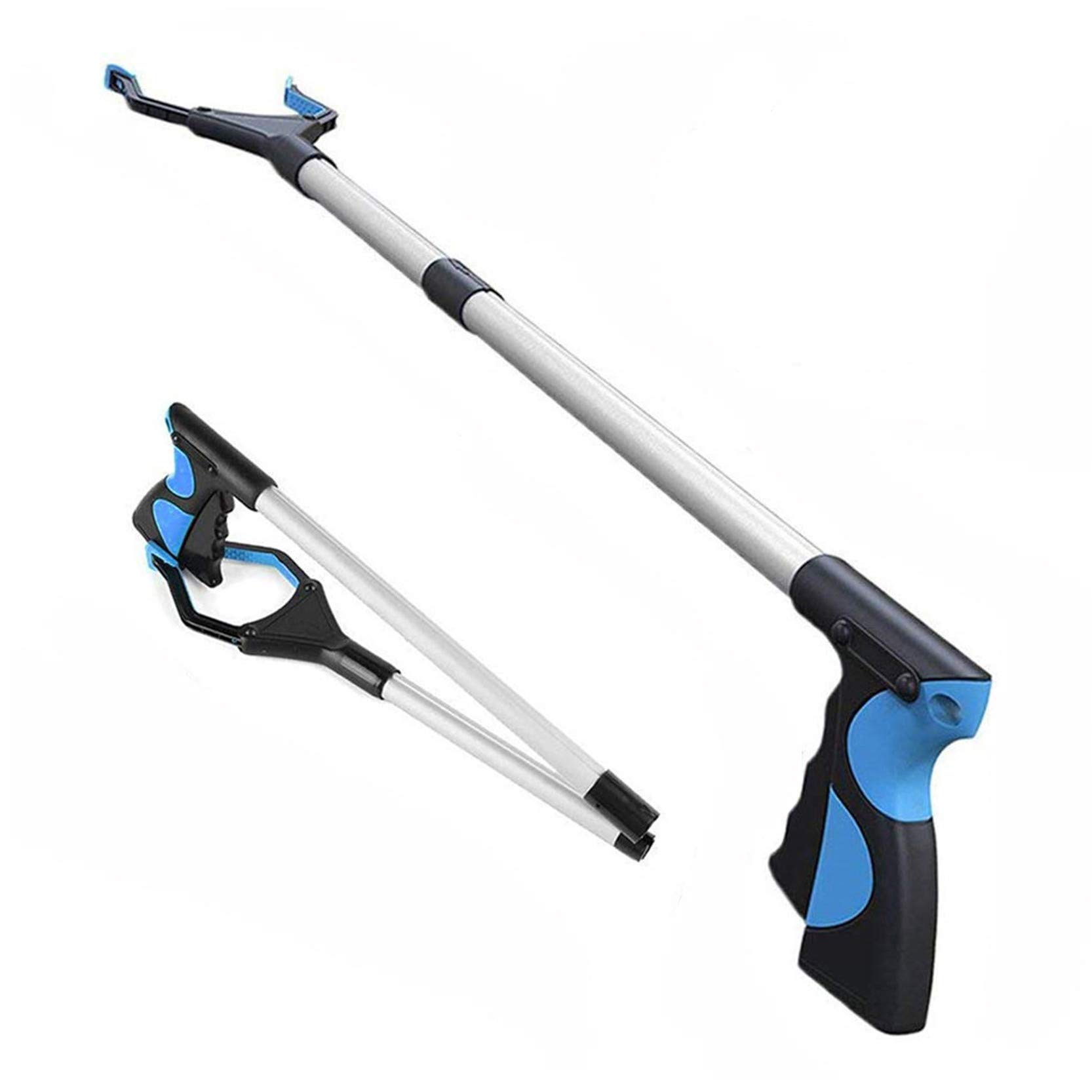 KY-Tech Litter Pickers for Adults, 32" Litter Picker Grabber Stick Foldable Rubbish Pick Up Tool Help Hand Grabbers for Disabled (Blue)