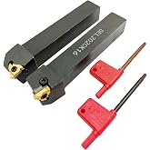 3/4" SER2020K16 + SEL2020K16 CNC Lathe Carbide Indexable Threading Turning Tool Holder with 2PCS 16ER / IR AG60 BP010 Indexable Carbide Turning Insert Blade + 2 Wrench T15
