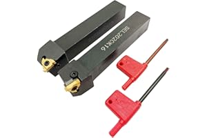 ASZLBYM 3/4" SER2020K16 + SEL2020K16 CNC Lathe Carbide Indexable Threading Turning Tool Holder with 2PCS 16ER / IR AG60 BP010 Indexable Carbide Turning Insert Blade + 2 Wrench T15