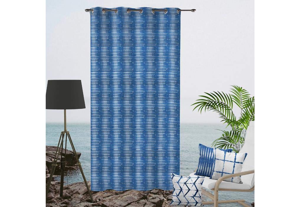 Soleil d'ocre Curtain, Cotton, Blue, 140 x 250 cm