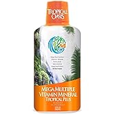 Tropical Oasis Mega Plus - Liquid Multivitamin and Mineral Supplement – Includes 85 Vitamins & Minerals, 20 Amino Acids + CoQ10, Grape Seed Extract & Organic Aloe Vera - 32oz, 32 Servings, 33460