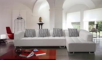 Amazon Com Modern Sectional Sofa Set With 4 Pillows In White