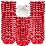 Sumind 400 Pieces Mini Cupcake Cup Liners, Foil Baking Cups, Foil Cupcake Liners for Baking Muffin and Cupcakes (Red)
